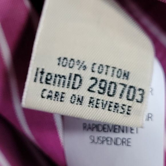 LL Bean 3X Pinpoint Oxford Purple Stripe Wrinkle Resist 3/4 Sleeve Button Shirt - Picture 8 of 10